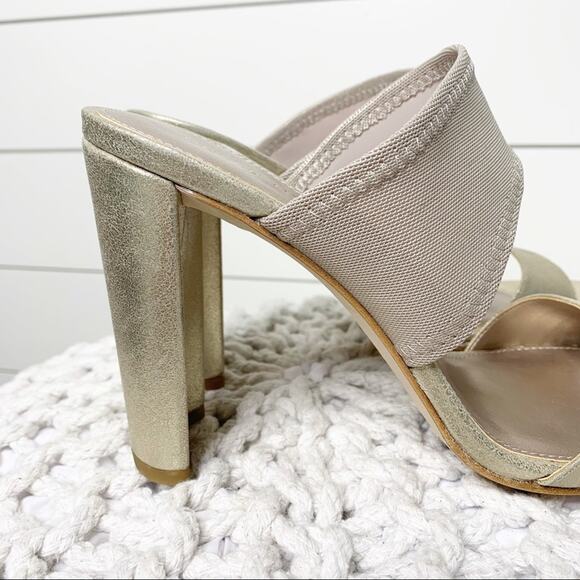 Pelle Moda Honey Metallic Leather Heels Platinum Gold Size 9 - Picture 3 of 7